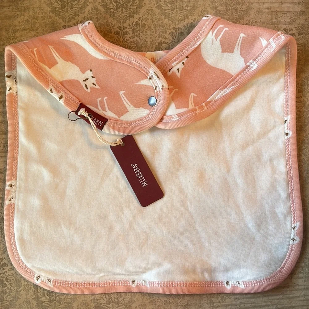 MilkBarn Pink Fox Organic Cotton Bib
